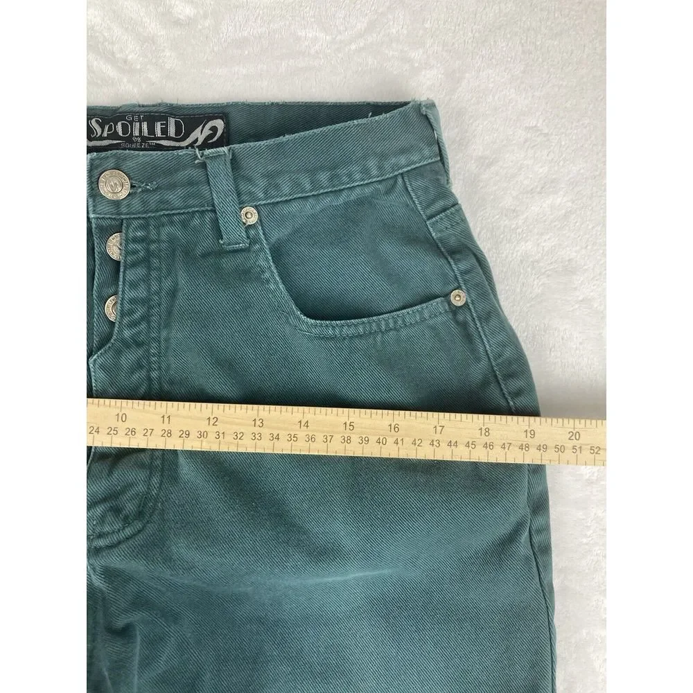 Get Spoiled by Squeeze Womens Forest Green Button Fly Jeans Straight Leg Size 11